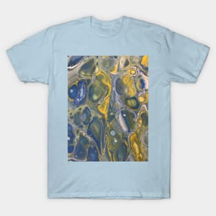 Acrylic Pour Blue and Yellow T-Shirt